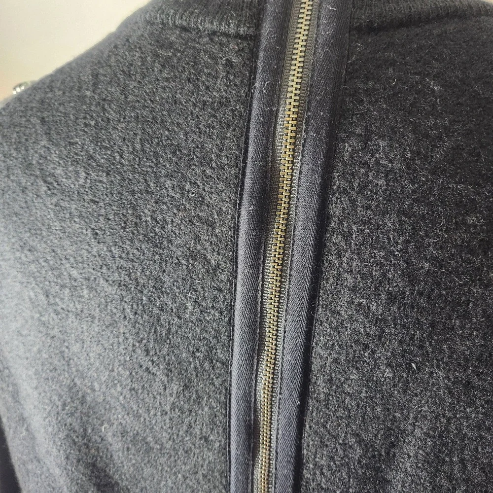 J. Crew Black Sweater Size S Merino Full Zip Back Embellish Shoulder Detail Crew
